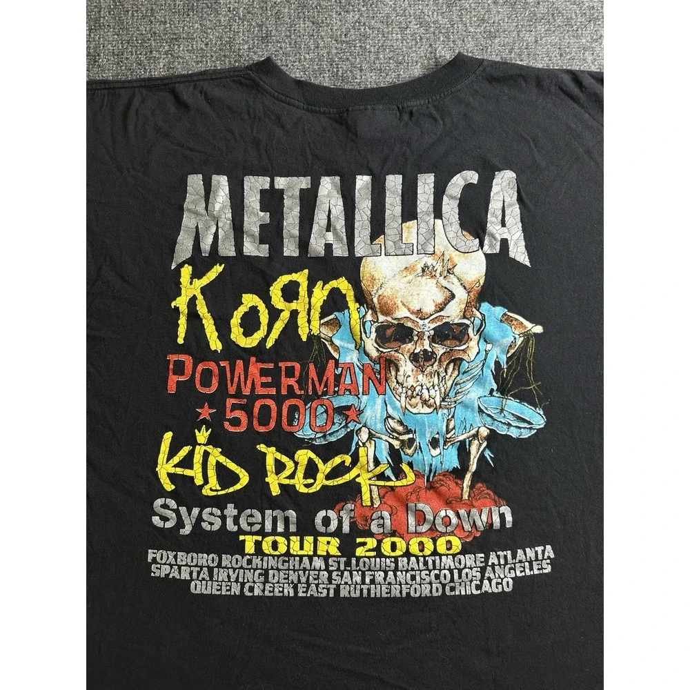 Mens 2000 Summer Sanitarium Tour Metallica Korn T-Shirt Made in USA, Size 2XL
